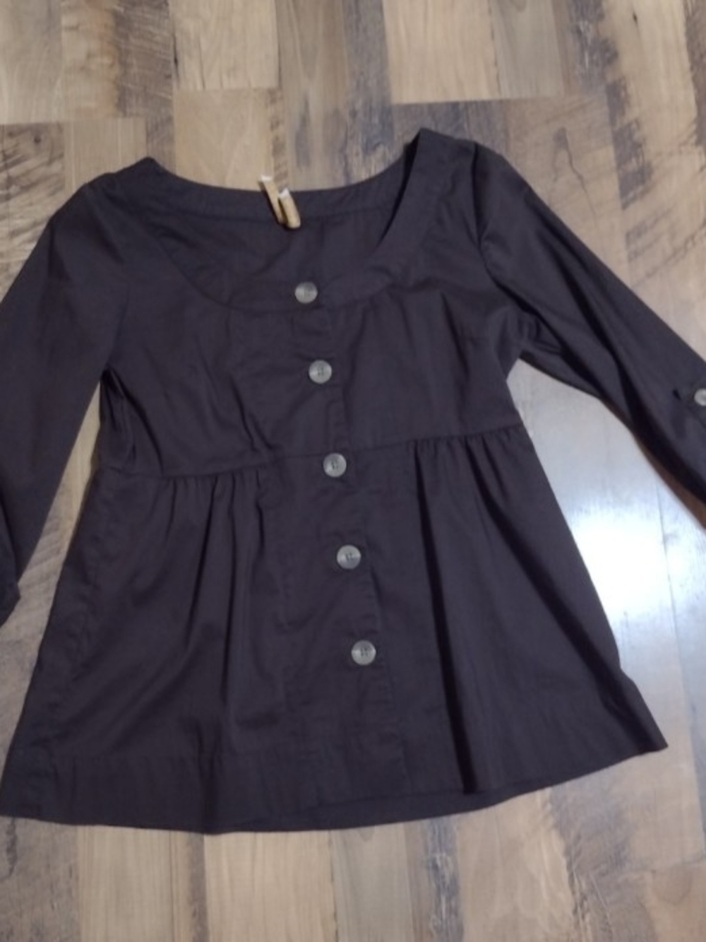 Old Navy Dark Brown Button-Front Peplum Blouse Sz Xs